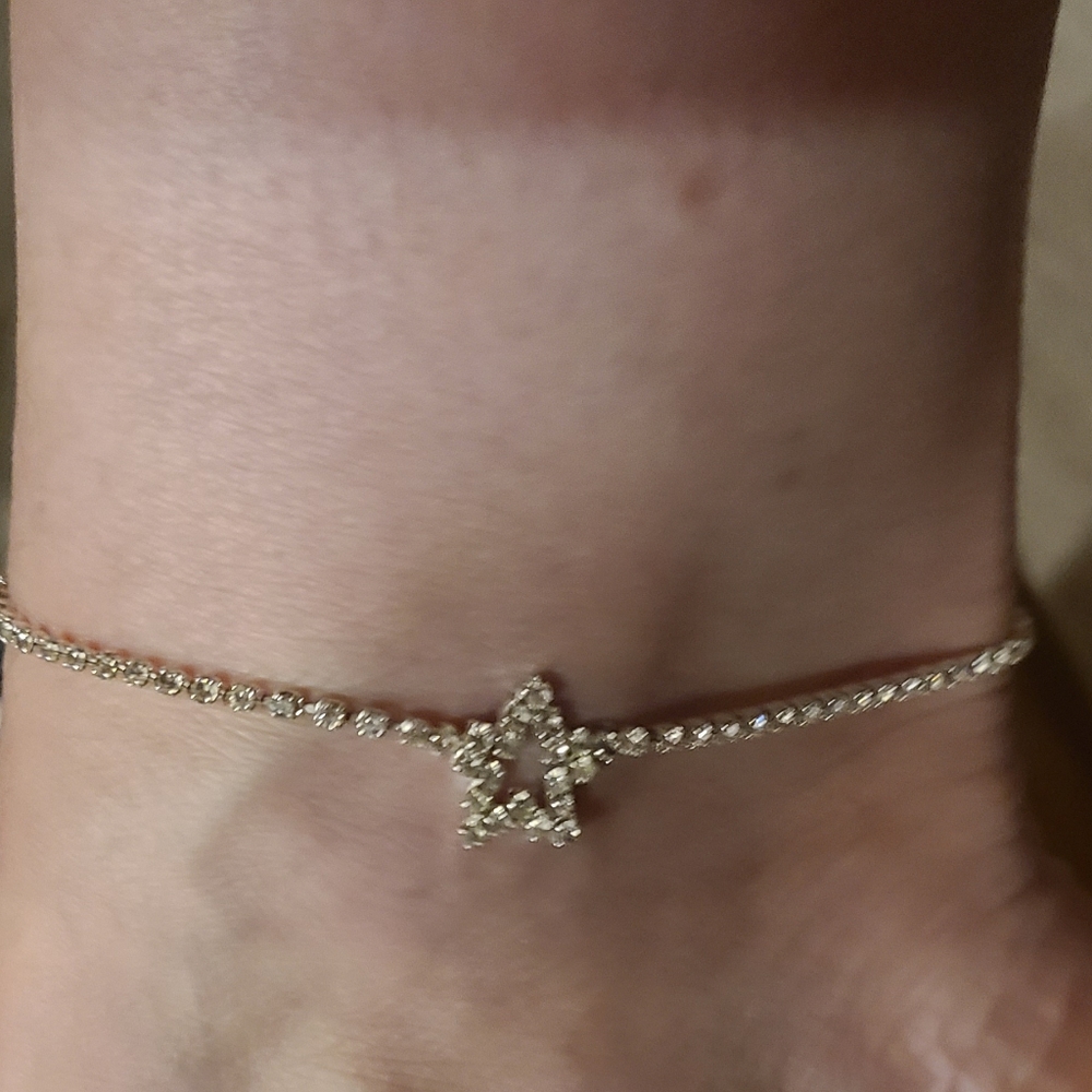Sawarovski Anklet Crystal Silvertone 9"